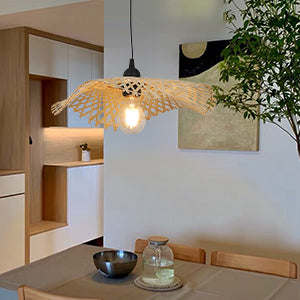 Hand-Woven Natural Wicker Rattan Hanging Basket Lampshade