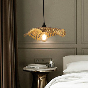 Hand-Woven Natural Wicker Rattan Hanging Basket Lampshade
