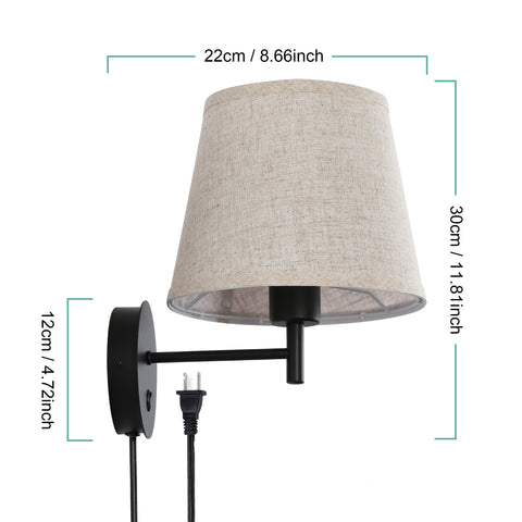 LED Bedside Wall Lamp - Flaxen Lampshade