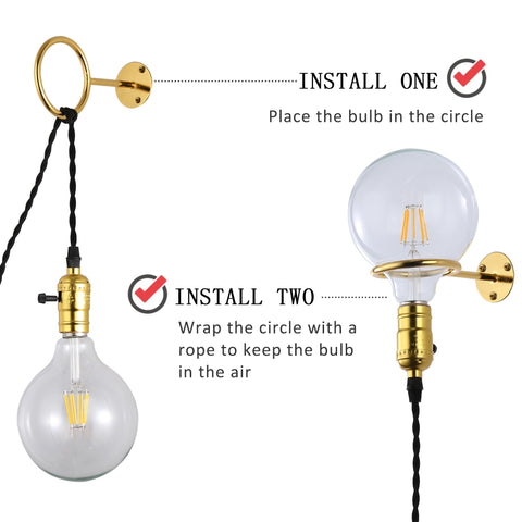 Industrial Gold Rustic Round Ring Pendant Light