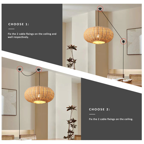 Pumpkin Lampshape Bamboo Pendant Light