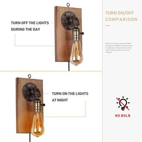 Modern Vintage Steampunk Plug in Cord LED Wall Lamp