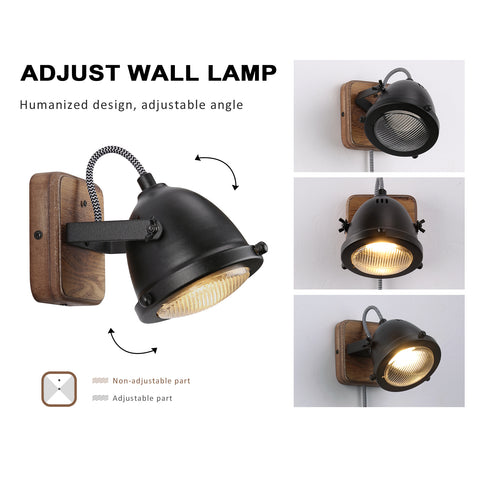 Rotatable LED Indoor Wall Lamp with Wood Base
