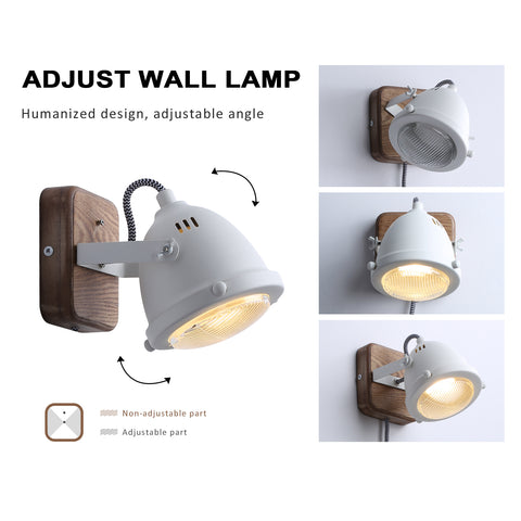 Rotatable LED Indoor Wall Lamp with Wood Base