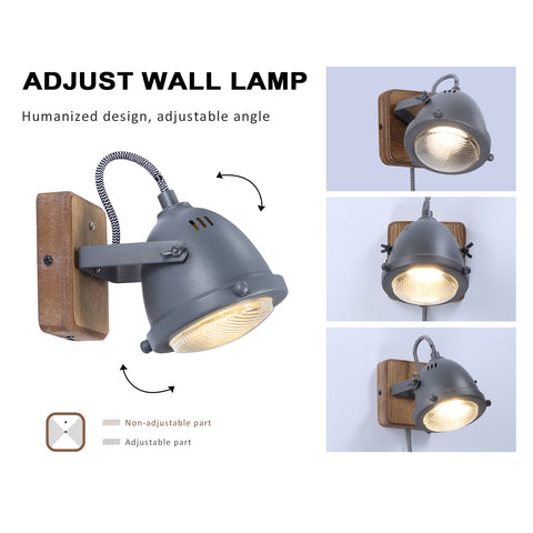 Rotatable LED Indoor Wall Lamp with Wood Base